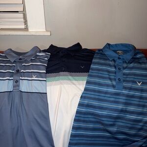 Callaway Men's Blue, Navy, and White Polo Shirt Trio